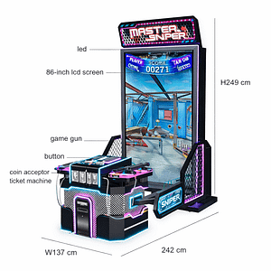 arcade sniper shooting machine χώρος παιχνιδιού και διαστάσεις