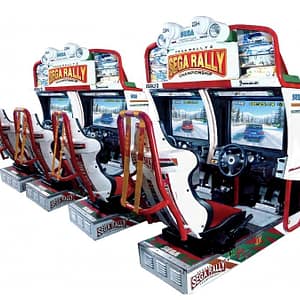 Sega Rally 2 — δύο διπλές μονάδες συνδεδεμένες για τέσσερις παίκτες
