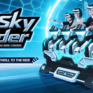 VR Sky Rider Cinema σε λειτουργία - τέσσερις παίκτες με VR headsets