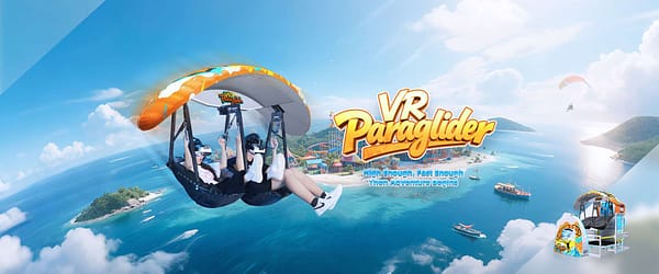 VR Paraglider σε λειτουργία - εμπειρία πτήσης πάνω από τροπικά νησιά