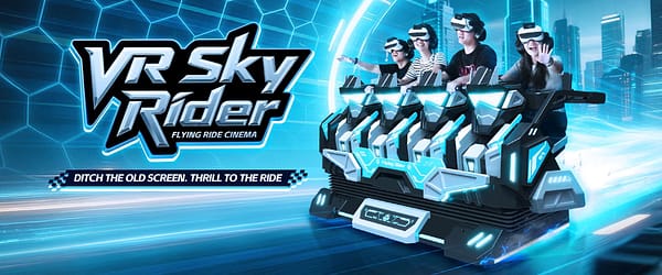 VR Sky Rider Cinema σε λειτουργία - τέσσερις παίκτες με VR headsets