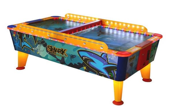 Air Hockey Shark — φωτισμός LED στις μπάρες και γραφικά με καρχαρία