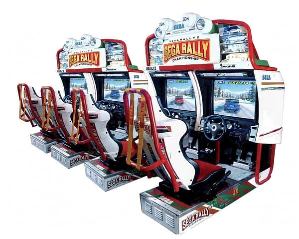 Sega Rally 2 — δύο διπλές μονάδες συνδεδεμένες για τέσσερις παίκτες