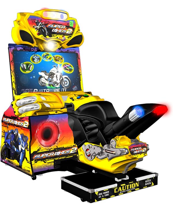 Super Bikes 2 - κίτρινη καμπίνα Raw Thrills με μοτοσικλέτα
