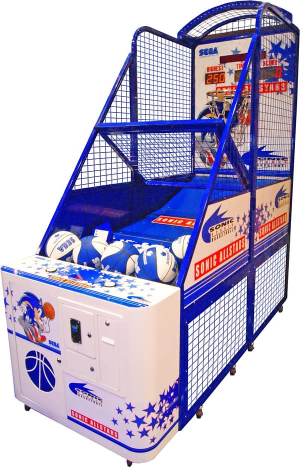 Sonic Sports Basketball - μπλε μηχάνημα μπάσκετ της Sega, πλήρης όψη